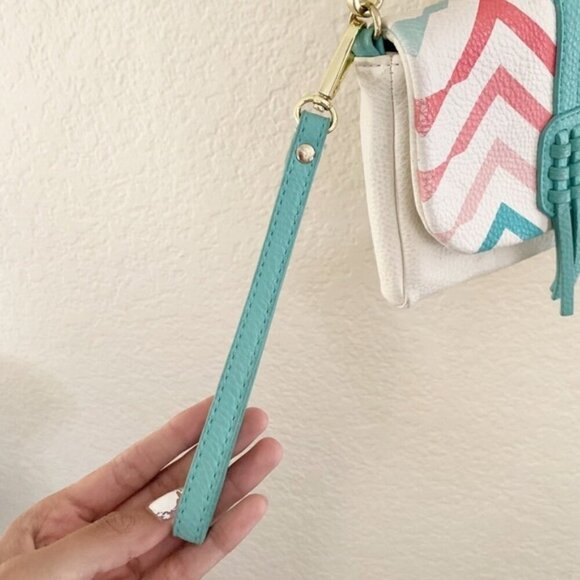 Charming Charlie Turquoise Striped Crossbody Purse - Picture 7 of 10